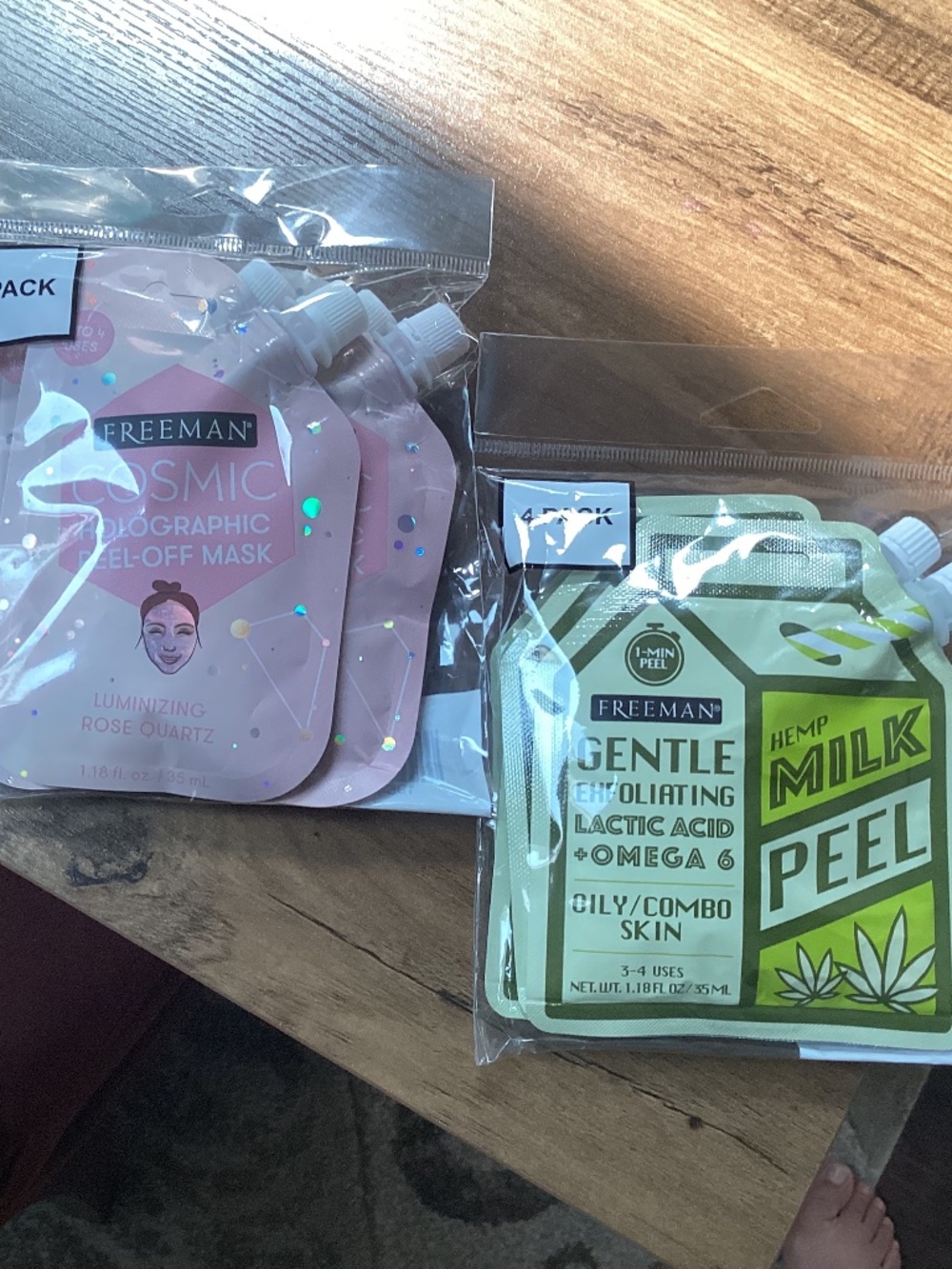 Freeman Cosmic Holographic Rose Quartz & Hemp Milk Peel Masks Pack of 4 New